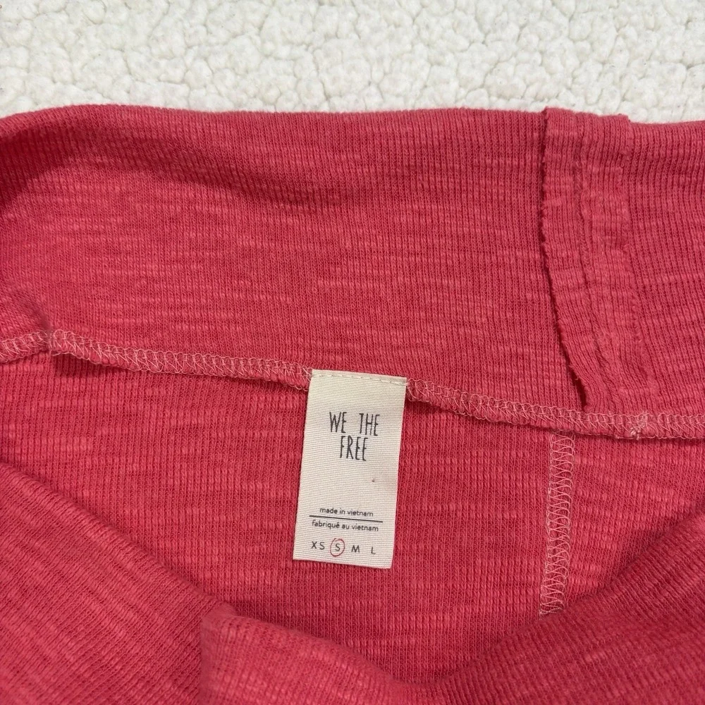 We The Free FP Pink Knit Mockneck Sweater Oversized Thermal Pullover Size S Cowl